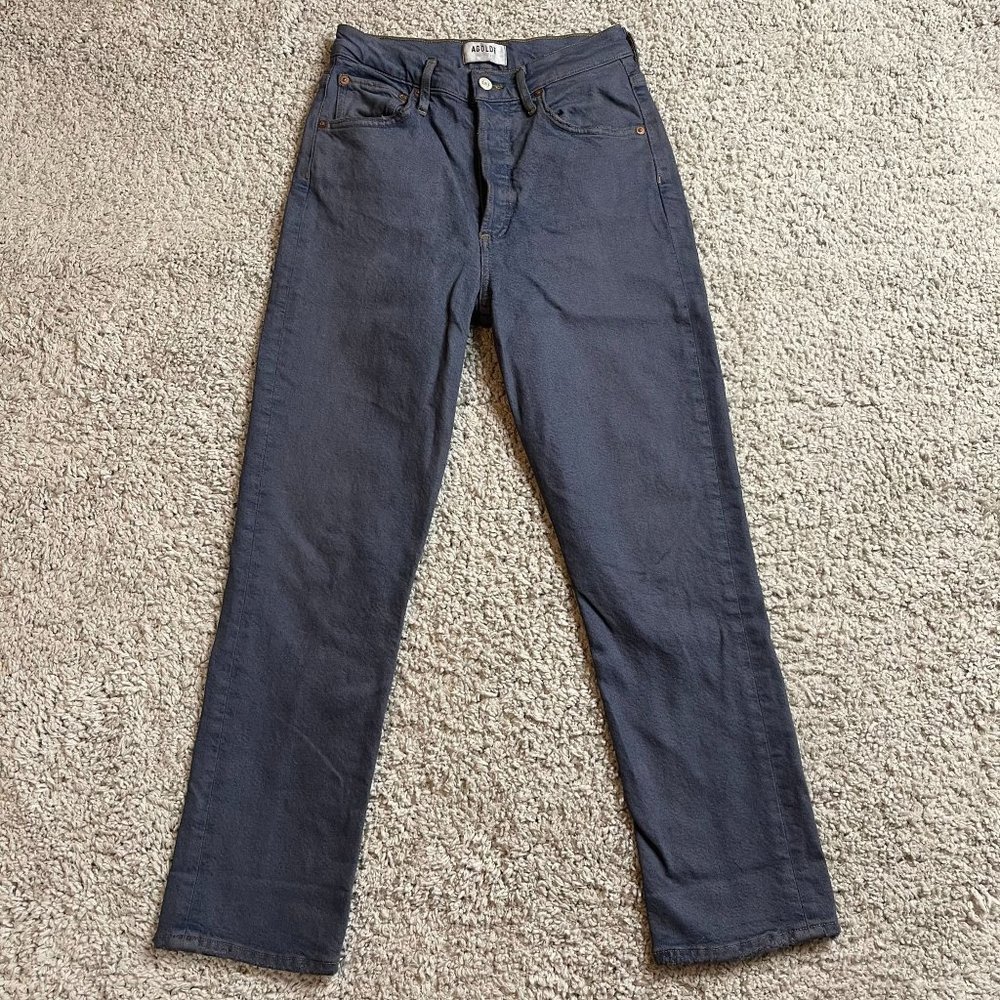 Agolde Riley High Rise Straight Crop Jeans Dark Wash Size 25